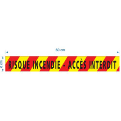 Rubalise plastique « Risque incendie - Accès interdit » 50 mm x 250 m - 35 microns